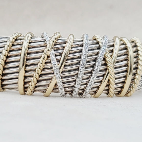 David Yurman Helena Silver and Gold Bracelet - Picture 7 of 15